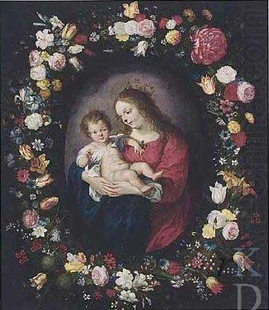 Madonna: i.e. Mary with the Christ-child in a garland of flowers., Antoine Sallaert